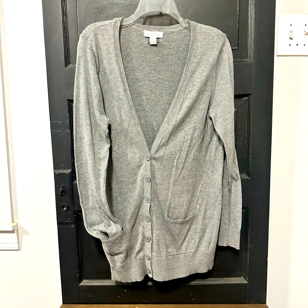 Gray Cardigan Sweater with buttons and pockets